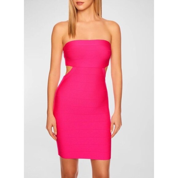 NWT Susana Monaco Women Bandage Tube Mini Dress Electric Pink Size Small - Picture 3 of 10